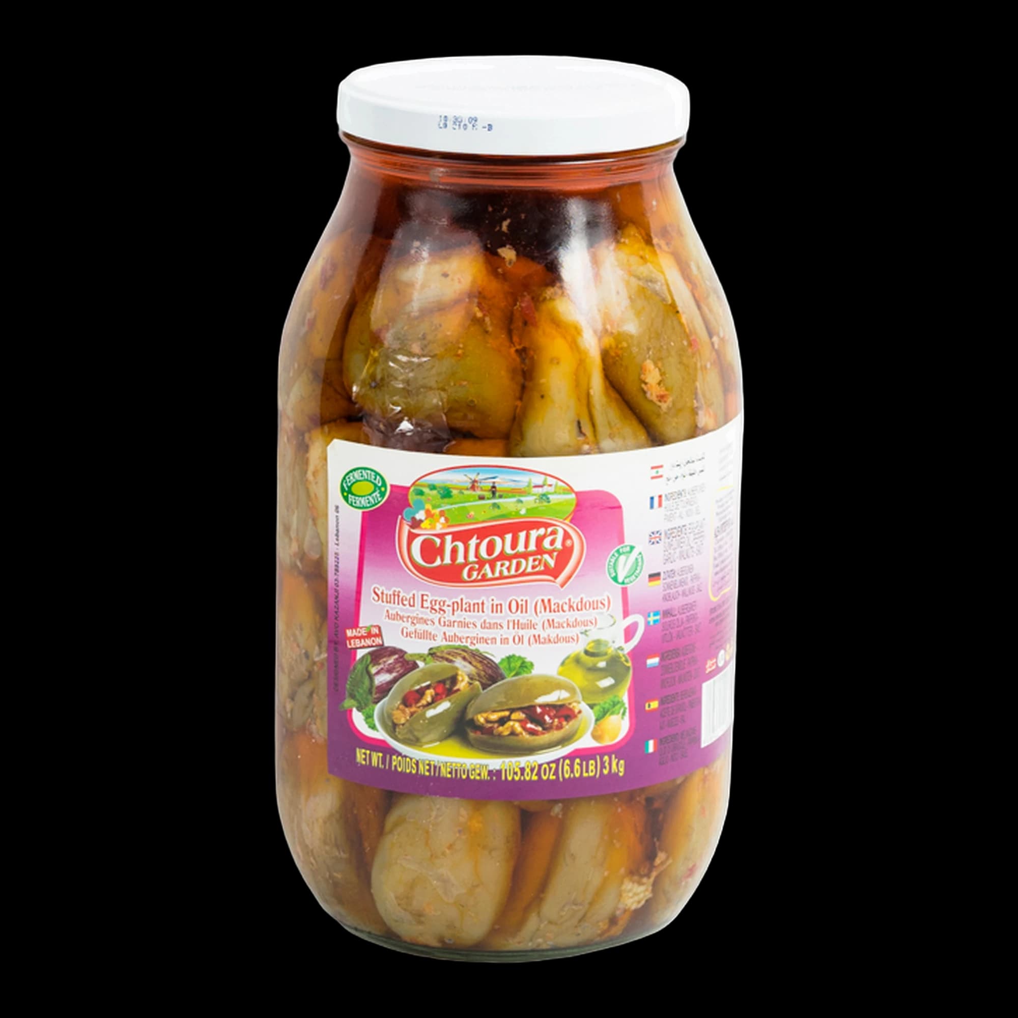 Vinete umplute în ulei Makdous la borcan