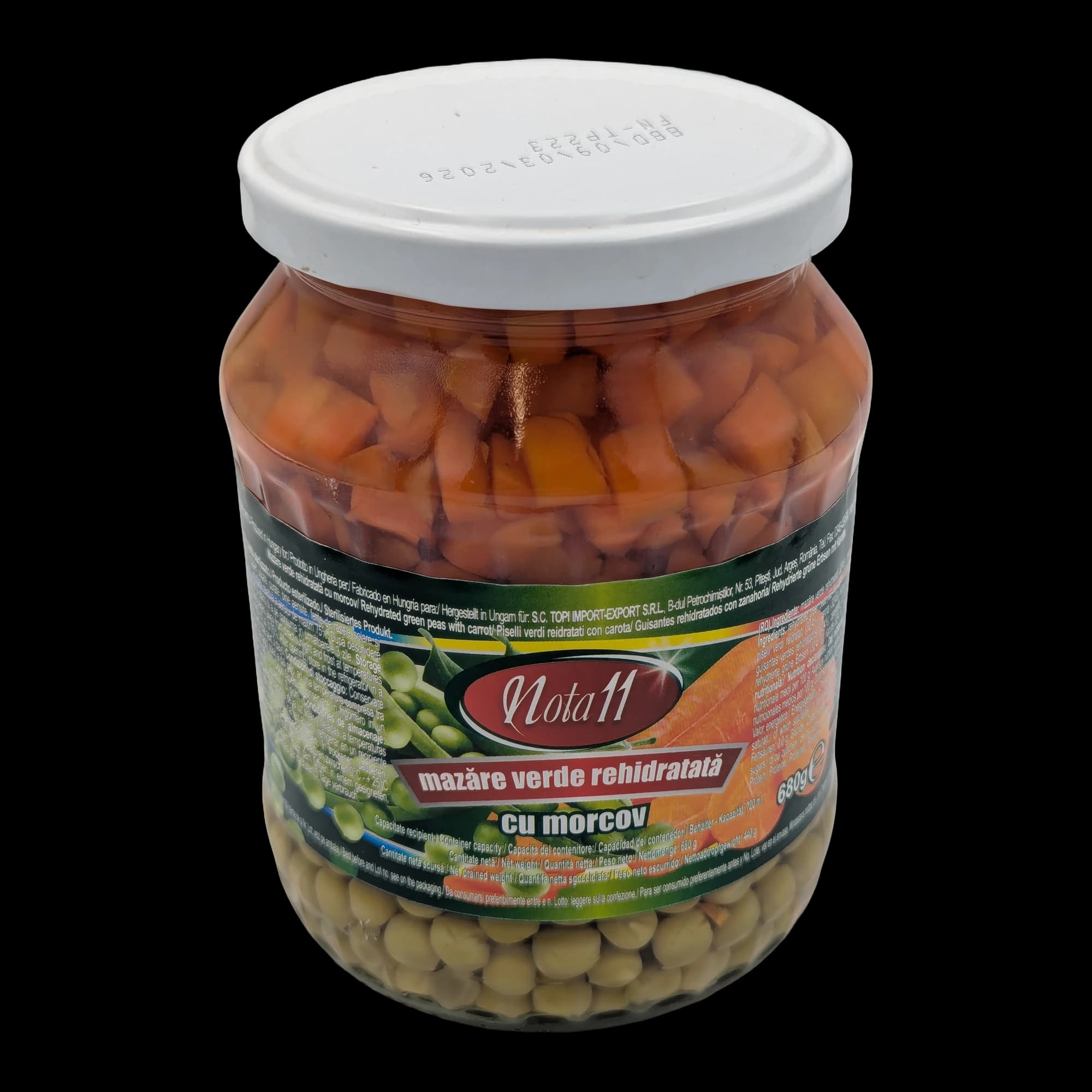 بازلاء خضراء معادة الترطيب مع الجزر